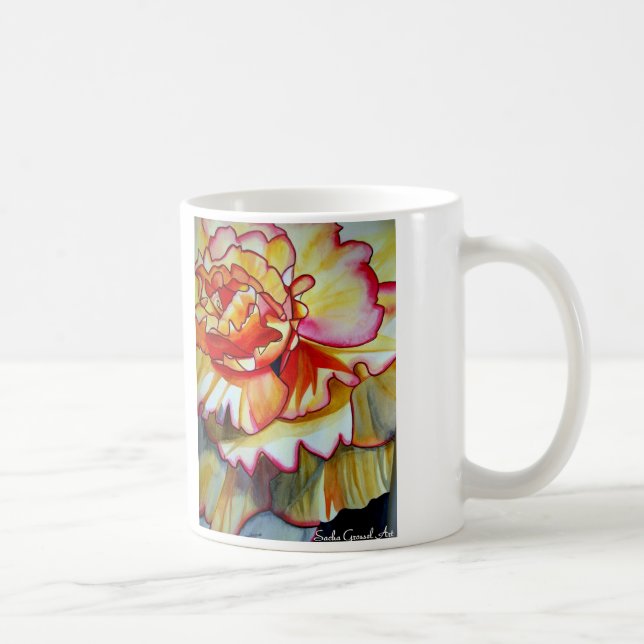 Caneca De Café Amarelo Begflower watercolor art original (Direita)