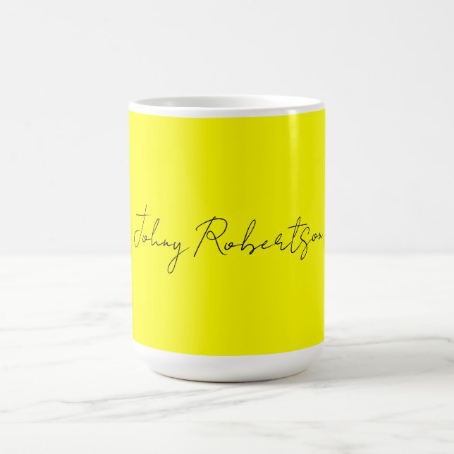 Caneca De Café Amarelo Brilhante Simples Elegante Profissional Mo (Centro)