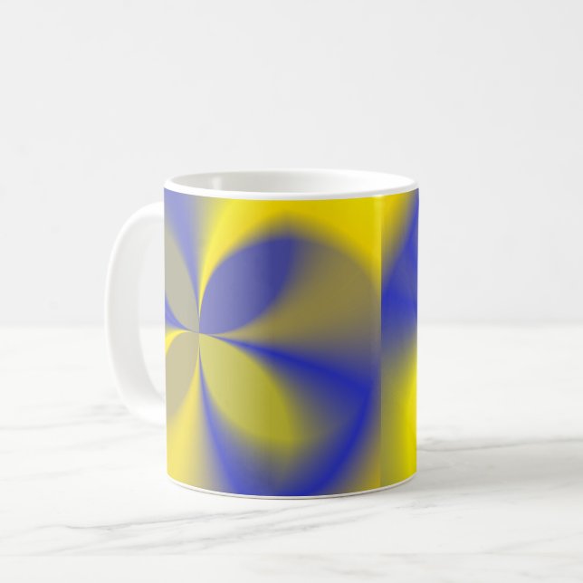 Caneca De Café Amarelo e Azul Quatro Folhas (Frente Esquerda)