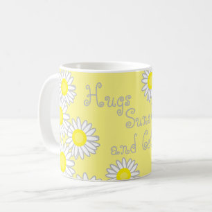 Caneca De Café Amarelo e margarida branca abraçam sol e café