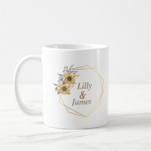 Caneca De Café Amarelo Elegante Aquarela Girassol Sunny