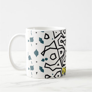 Caneca De Café Amarelo Harmonioso, Verde, Azul e Preto