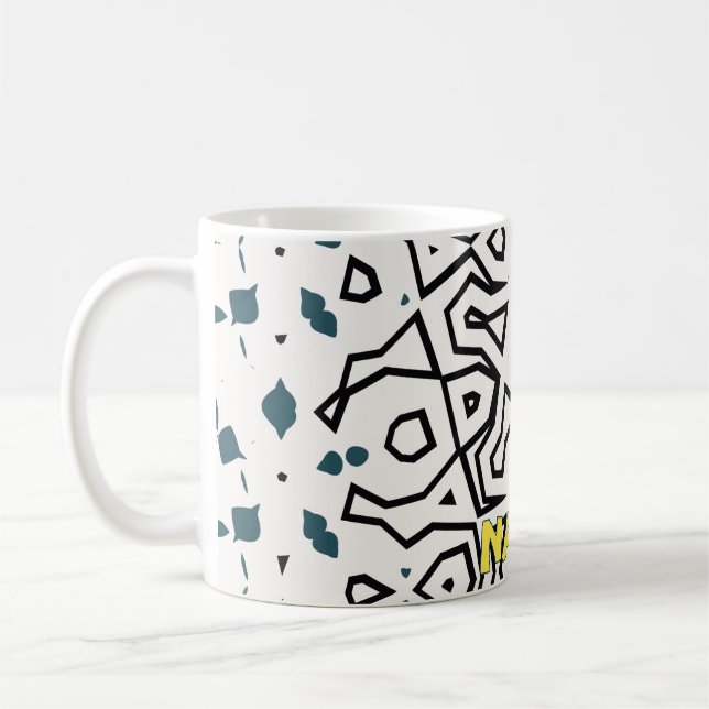 Caneca De Café Amarelo Harmonioso, Verde, Azul e Preto (Esquerda)