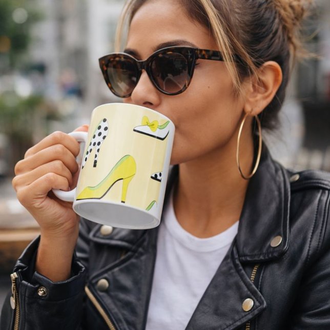 Caneca De Café Amarelo Heels Lady Chic (Criador carregado)