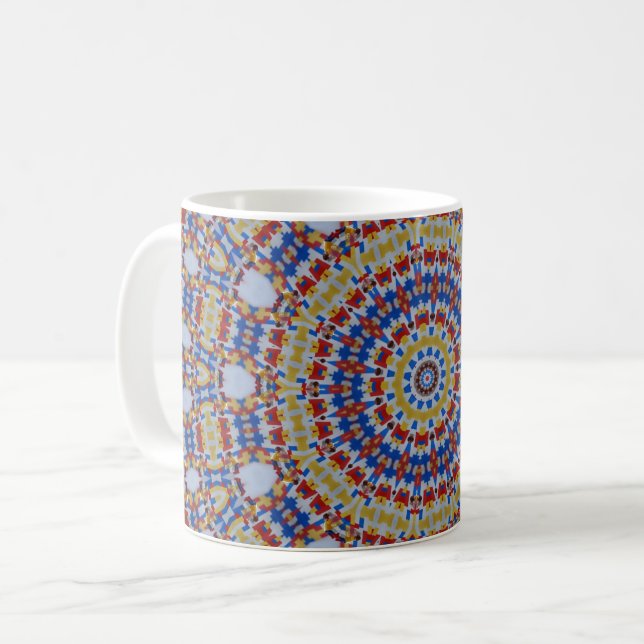 Caneca De Café Amarelo Mandala (Frente Esquerda)