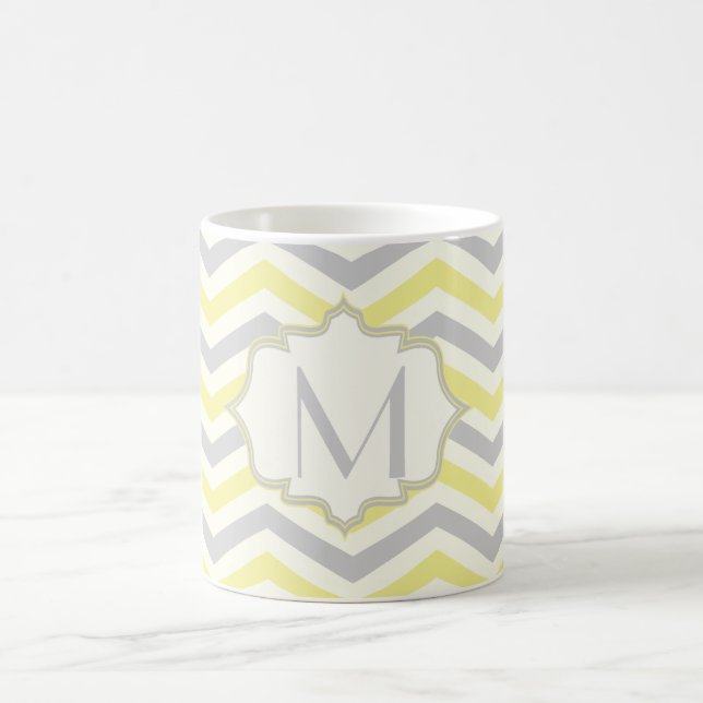 Caneca De Café Amarelo moderno, cinza, padrão de marfim (Centro)