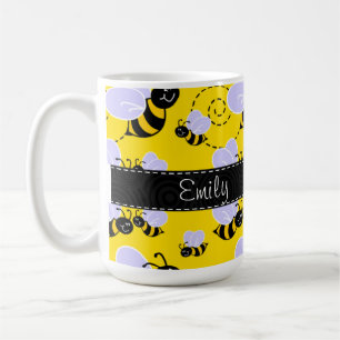 Caneca De Café Amarelo & preto Bumble a abelha