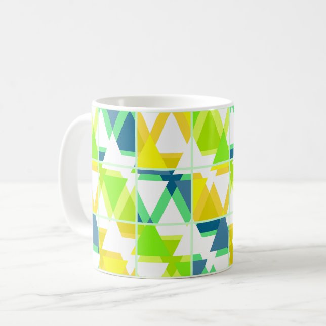 Caneca De Café Amarelo verde abstrato (Frente Esquerda)