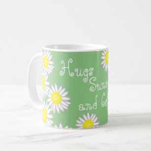 Caneca De Café Amarelo Verde e Margarida Branca Dizendo Bonito