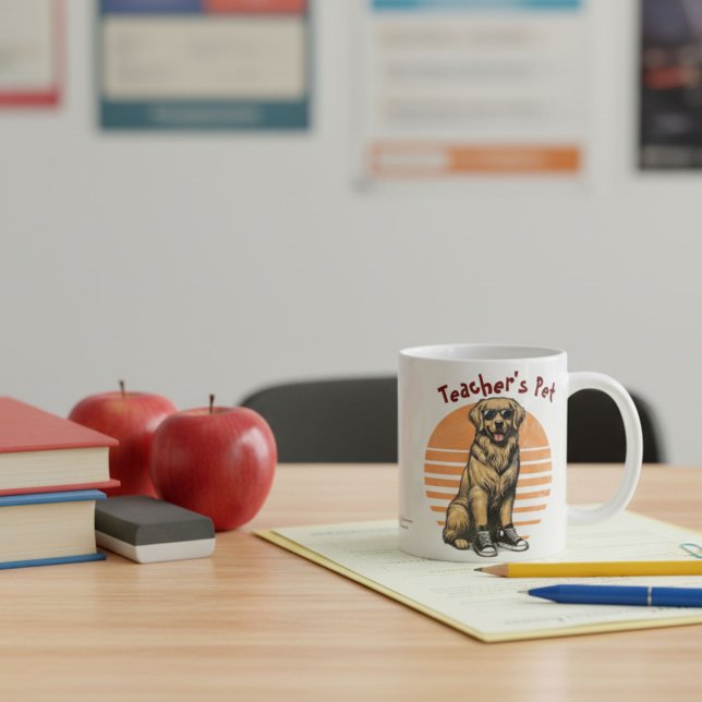 Caneca De Café Amarelos Divertidos com Óculos de Sol Golden Retri (Criador carregado)