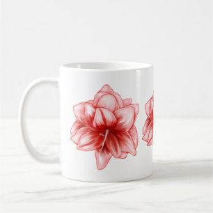 Caneca De Café Amarilis branco e rosa ilustrados