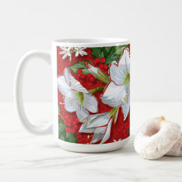 Caneca De Café Amaryllis e Holly Red Natal