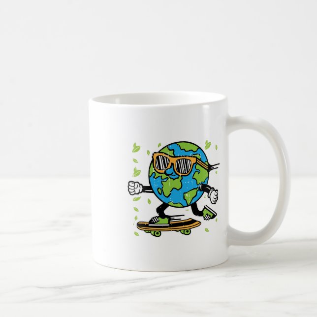 Caneca De Café Ambiente ambiental do Dia da Terra de Skateboard (Direita)