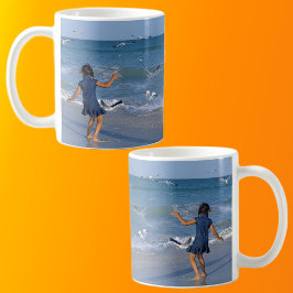 Caneca De Café Ame a praia e o Sea Modern Blue Photo Mug