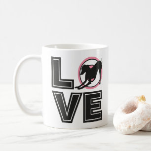 Caneca De Café Ame a tipografia negra de galgos italianos Silhout