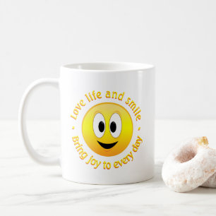 Caneca De Café Ame a Vida e Traga Alegria Rosto Feliz