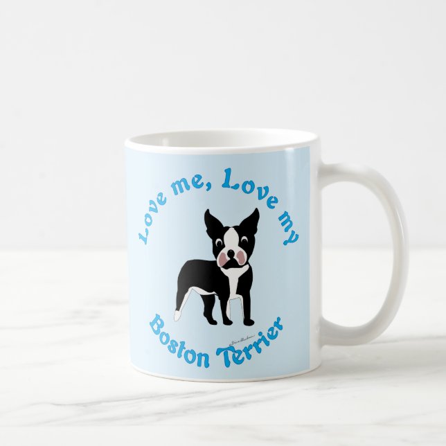 Caneca De Café Ame-Me, Ame O Meu Terrier De Boston (Direita)