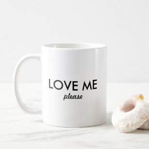 Caneca De Café Ame-Me, Por Favor, Preto Branco Simples