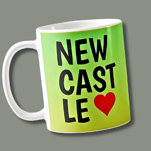 Caneca De Café Ame NEWCASTLE (ou você digita) Coração no Verde Do