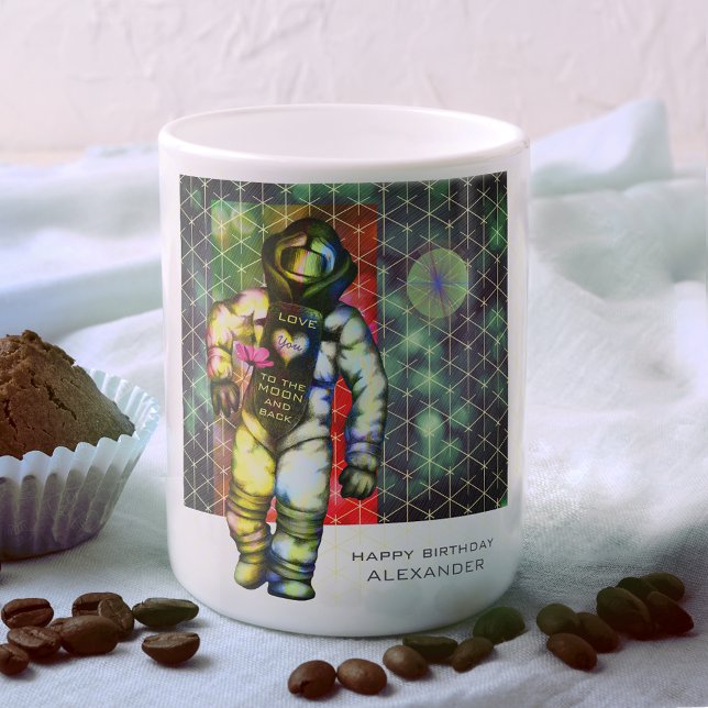 Caneca De Café Ame-o ao Astronauta da Lua Desenhando Espaço Legal (Criador carregado)