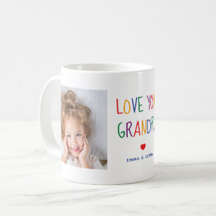 Caneca De Café Ame-o vovô   texto colorido arco-íris de duas