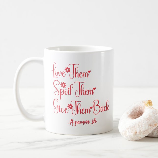 Caneca De Café Ame-os, Mima-os, Devolva-os à Vovó, Engraçado (Com Donut)