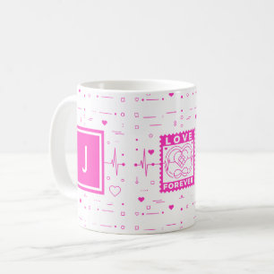 Caneca De Café Ame para sempre Personalize com suas iniciais