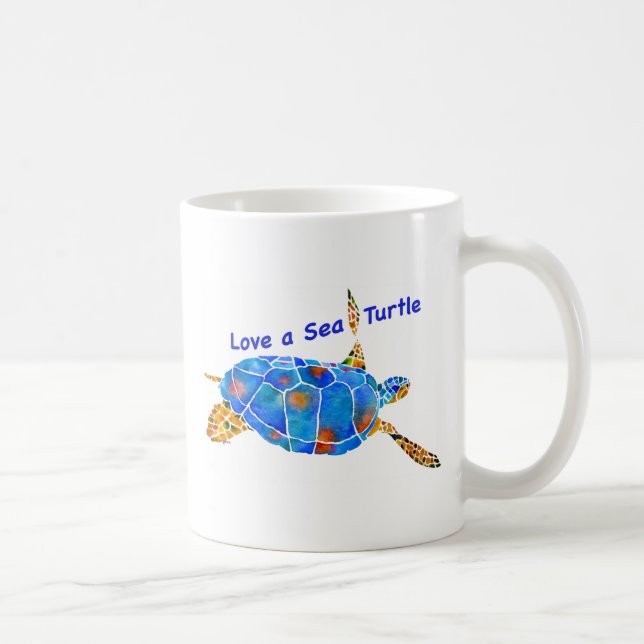 Caneca De Café Ame um copo de café da tartaruga de mar (Direita)