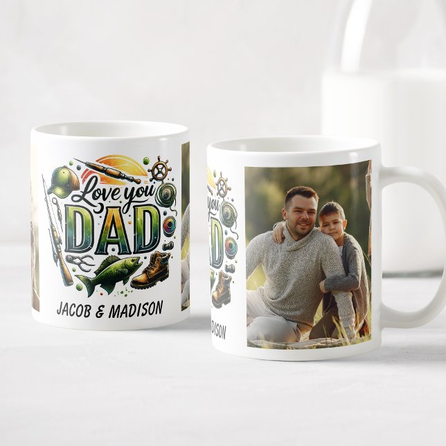 Caneca De Café Ame Você Pai Fotos Personalizadas Pescar (Criador carregado)