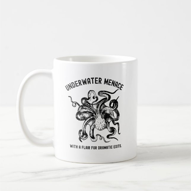 Caneca De Café Ameaça Subaquática Polvo Engraçado  (Esquerda)