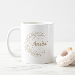 Caneca De Café Amelia Personalised Name Mug - Elegant Celestial 