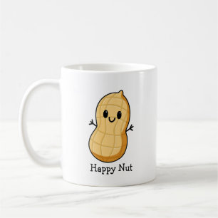 Caneca De Café Amendoim Feliz Kawaii Cartoon – Noz Sorridente Fof
