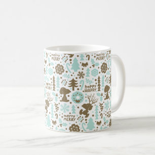 Caneca De Café Amendoins Padrão de Natal Snoopy Frosty