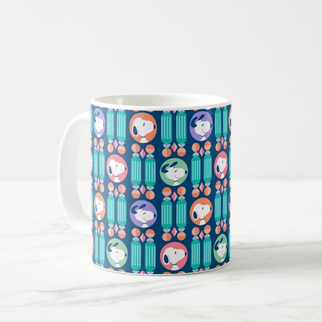 Caneca De Café Amendoins | Padrão de Sonhos de Deco Azul Escuro d (Frente Esquerda)