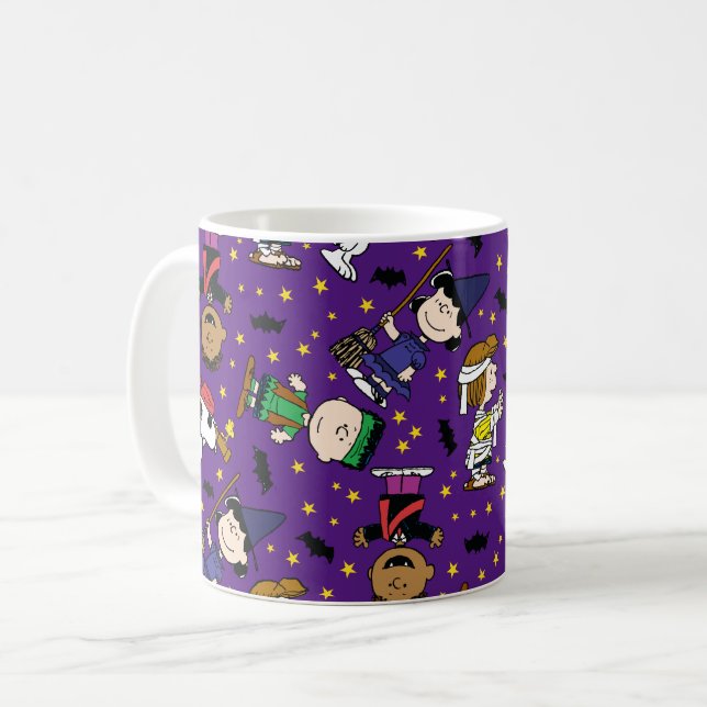 Caneca De Café Amendoins | Padrão Feliz de Halloween (Frente Esquerda)