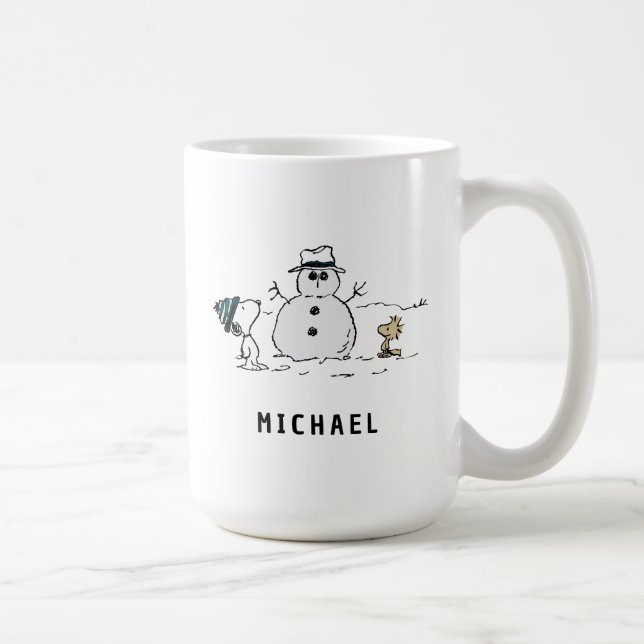 Caneca De Café Amendoins | Snoopy & Woodstock Snowman | Adicionar (Direita)