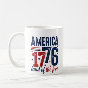 Caneca De Café América 1776 Terra Livre Camisa Patriótica Vintage