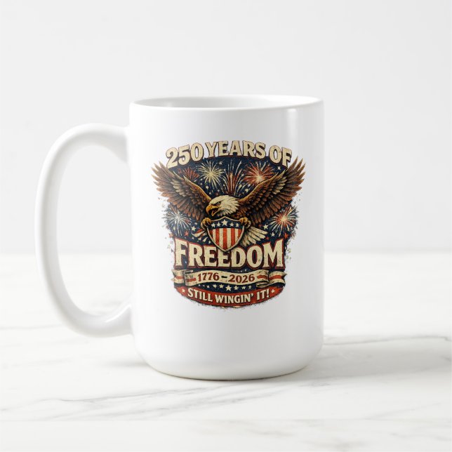 Caneca De Café América 250 Anos de Liberdade Ainda Improvisando (Esquerda)