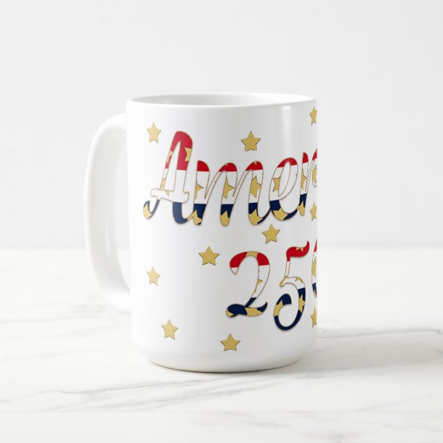 Caneca De Café America 250 red white blue gold  (Frente Esquerda)