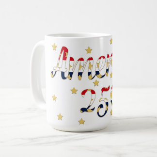Caneca De Café América 250 Vermelho, Branco Azul Dourado Falso