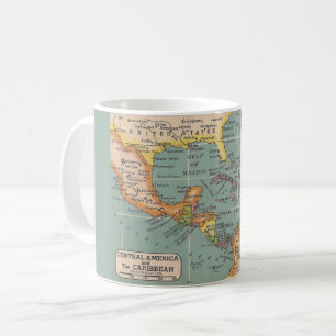 Caneca De Café América Central e o Caribe do Mapa Colorido