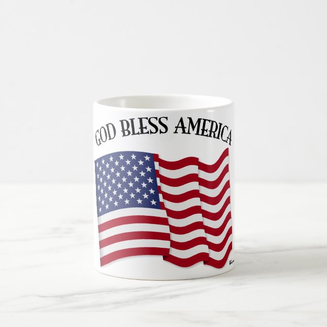 Caneca De Café AMÉRICA deus abençoe com bandeira dos EUA (Centro)