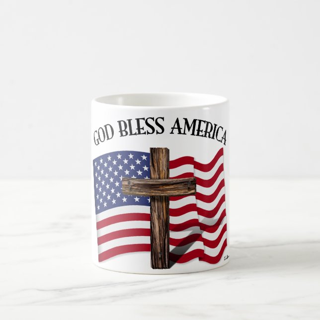 Caneca De Café AMÉRICA deus abençoe com robusta bandeira cruzada  (Centro)