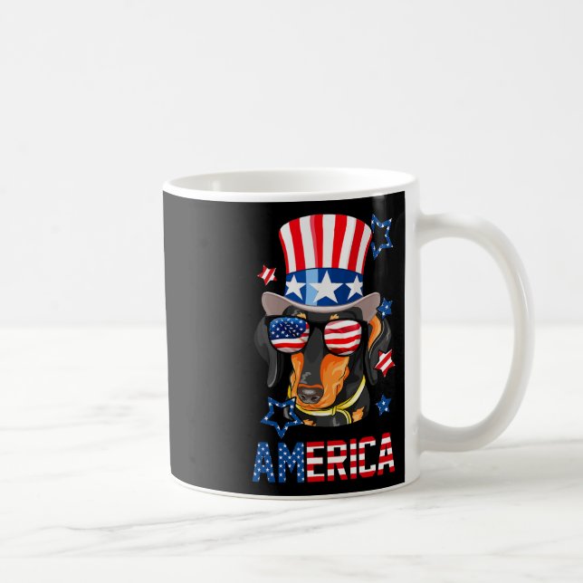 Caneca De Café America Dog Doxie 4 De Julho Tee (Direita)