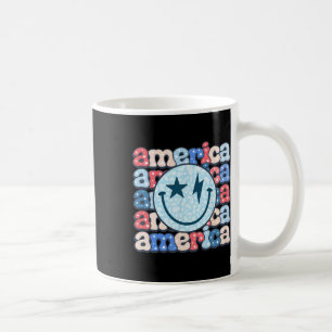 Caneca De Café América Groovy Smile Shirt Para Mulheres 4 De Julh