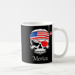 Caneca De Café América Pirata Crânio Bandeira 4 de julho Independ