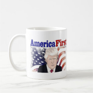 Caneca De Café América Primeiro Trump - estrelas e stripes