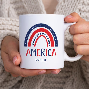 Caneca De Café América Red White e Blue Rainbow