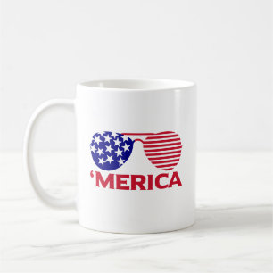 Caneca De Café América Red White — Óculos de sol azuis