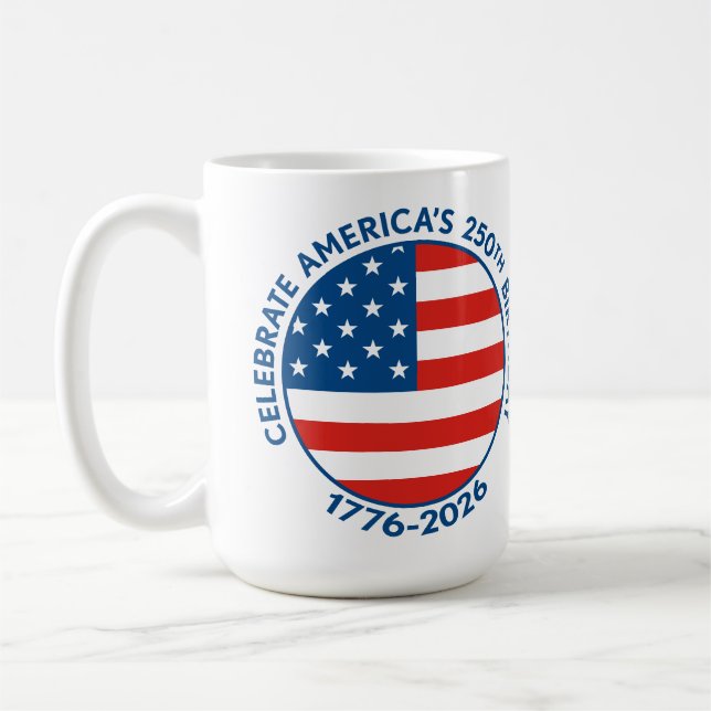 Caneca De Café America Semiquincentennial 1776-2026 USA 250 Flag (Esquerda)